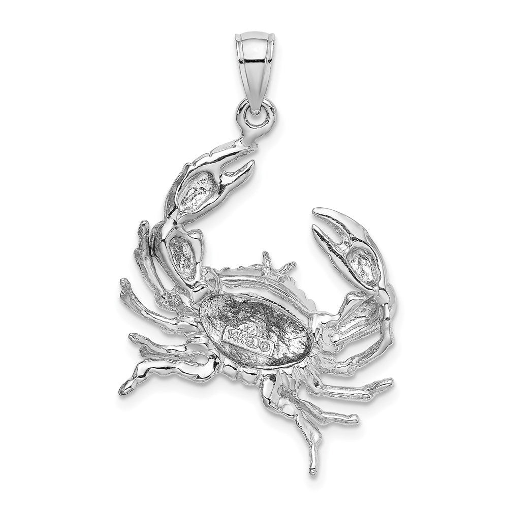 14K White Gold Stone Crab w Claw Extender Charm