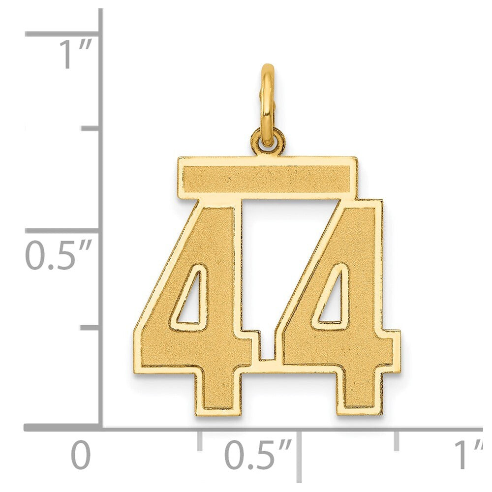 14k Yellow Gold Medium Satin Number 44 Charm Pendant for Women