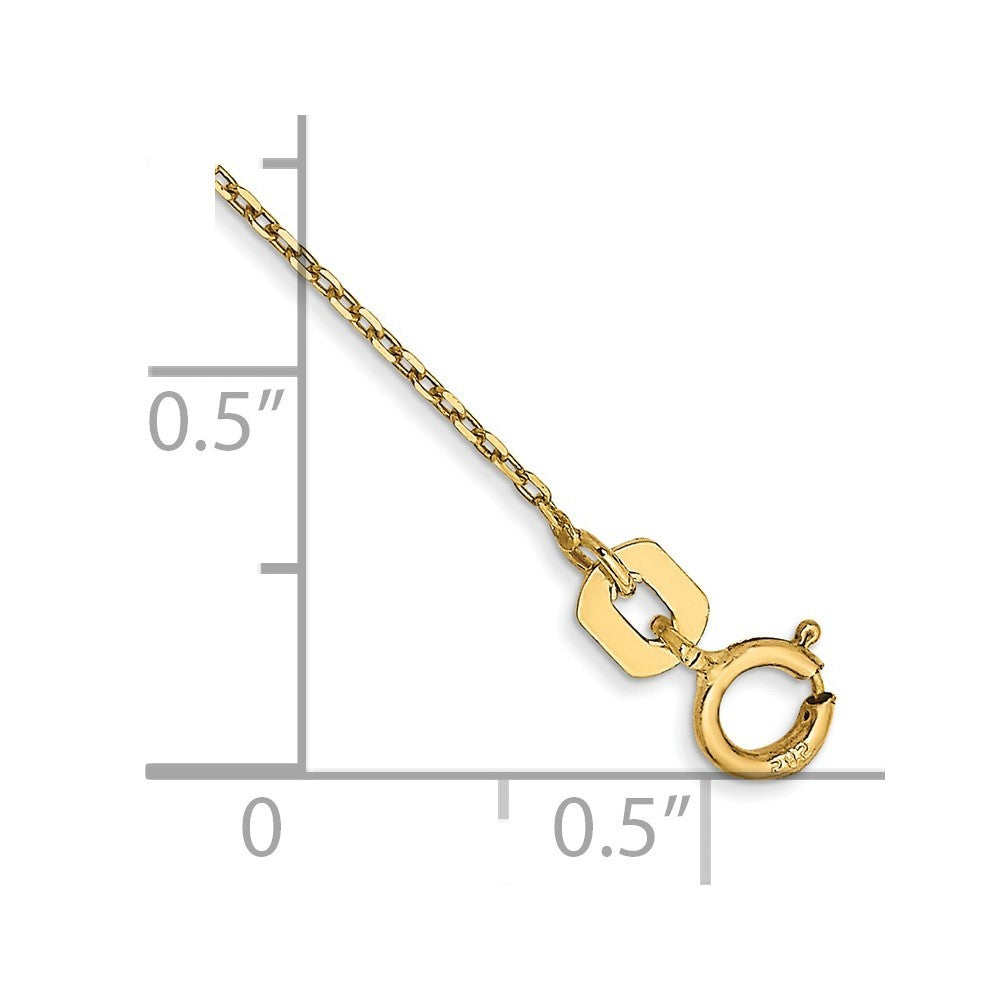 14k Yellow Gold 9 inch .8mm Diamond-cut Cable with Spring Ring Clasp Anklet