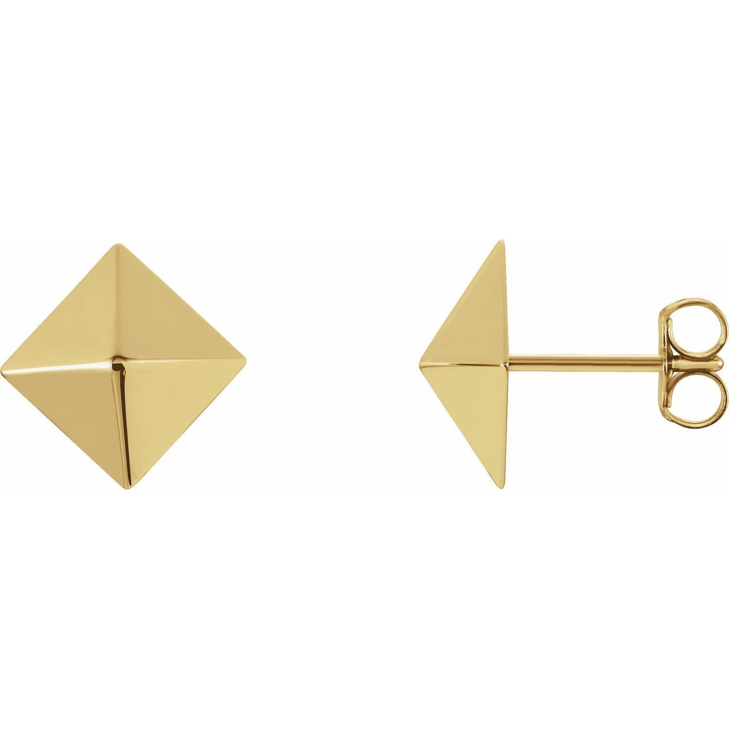 14k Yellow Gold Pyramid Stud Earrings Fine Jewelry Gift for Women