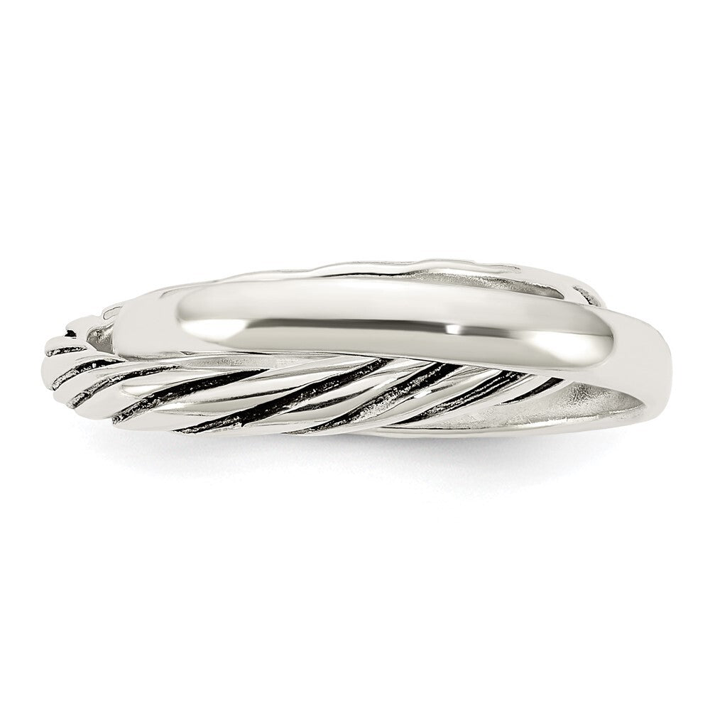 Sterling Silver Polished & Twisted Intertwined Rings Size 7