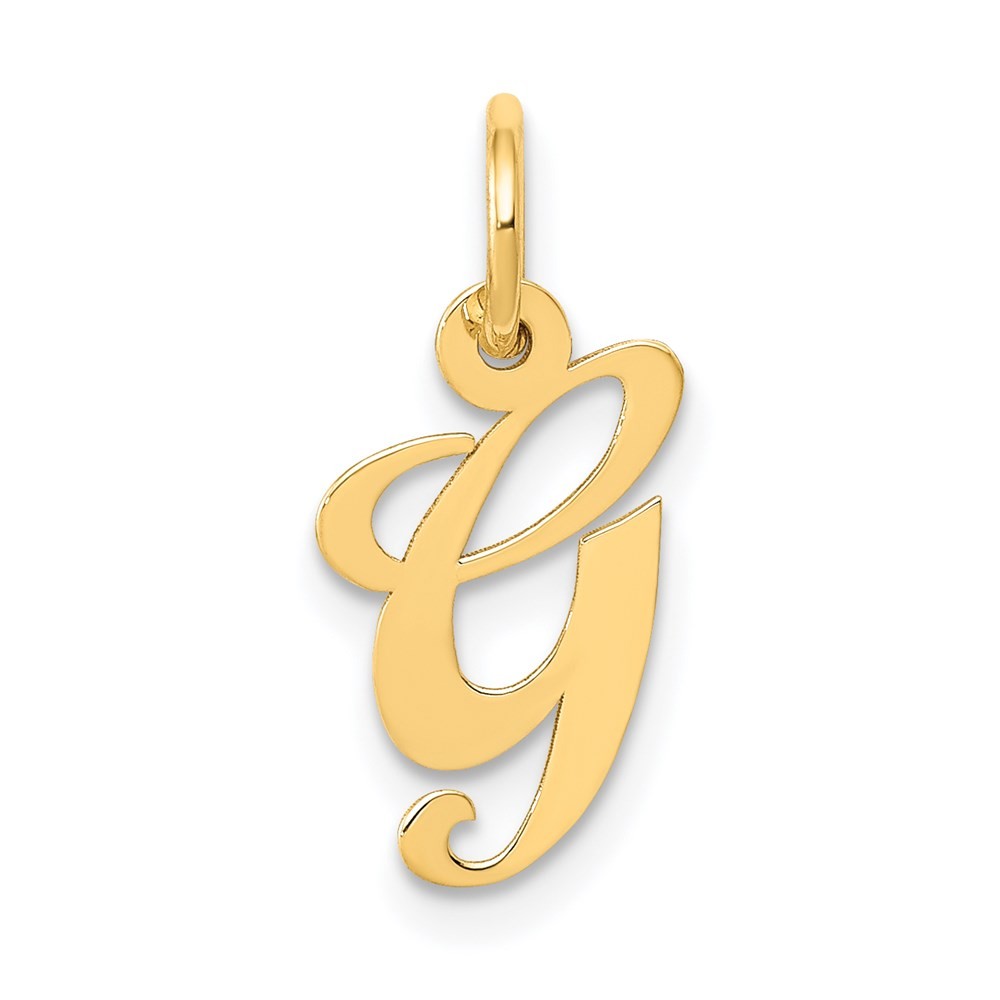 14k Yellow Gold Small Fancy Script Letter G Initial Charm Pendant