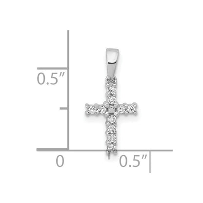 14k White Gold Diamond Latin Cross Pendant