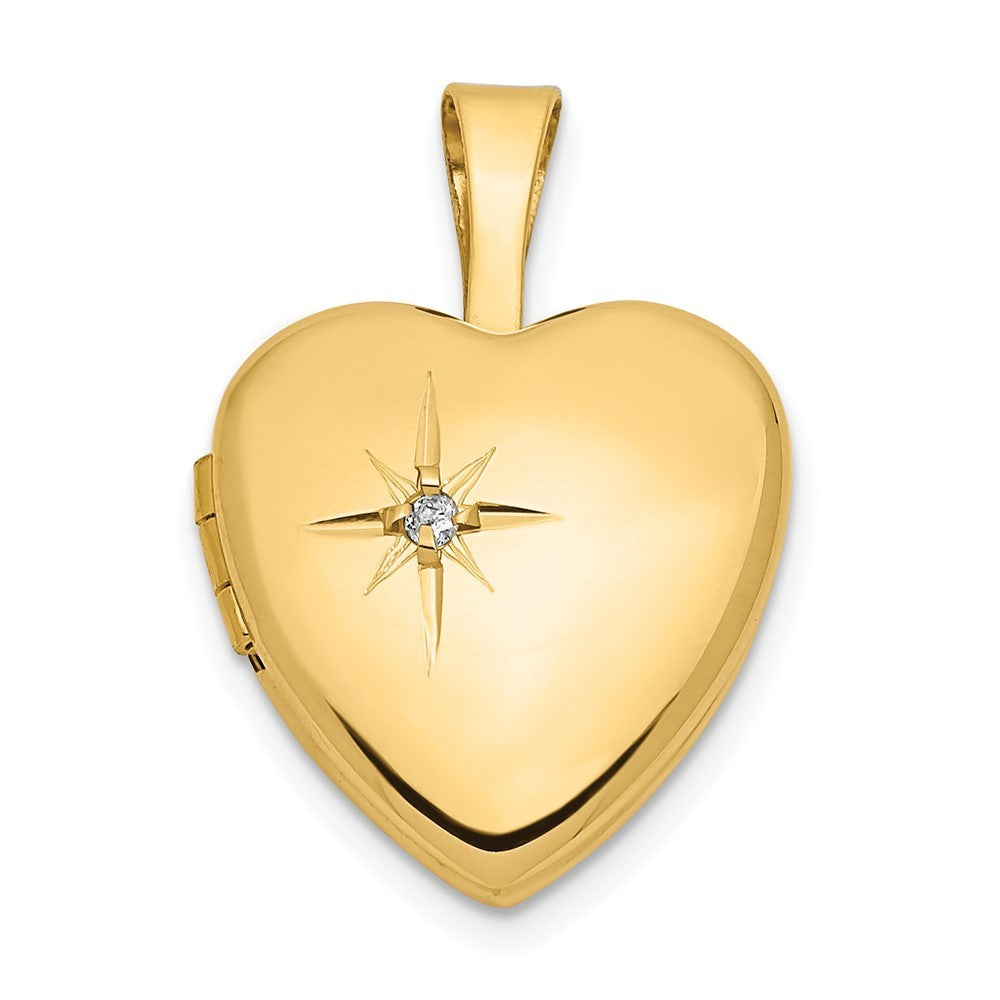 14k Yellow Gold 12mm with .01ct. Diamond Heart Locket