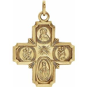 14k Yellow Gold 18x18 mm Four-Way Cross Medal Gift for Women