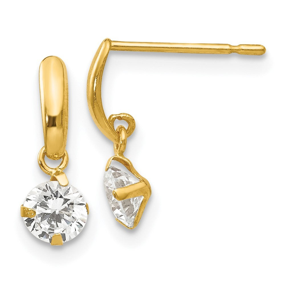 14k Yellow Gold CZ Children's Dangle Earrings