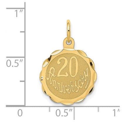 14k Yellow Gold Happy 20th ANNIVERSARY Charm Pendant