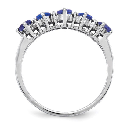 Sterling Silver Rhodium Tanzanite & Diamond Ring Size 7