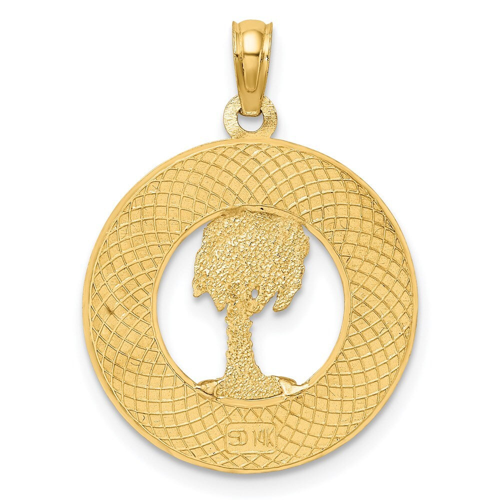 14k Yellow Gold PAWLEYS ISLAND Palm Tree Charm Pendant for Women