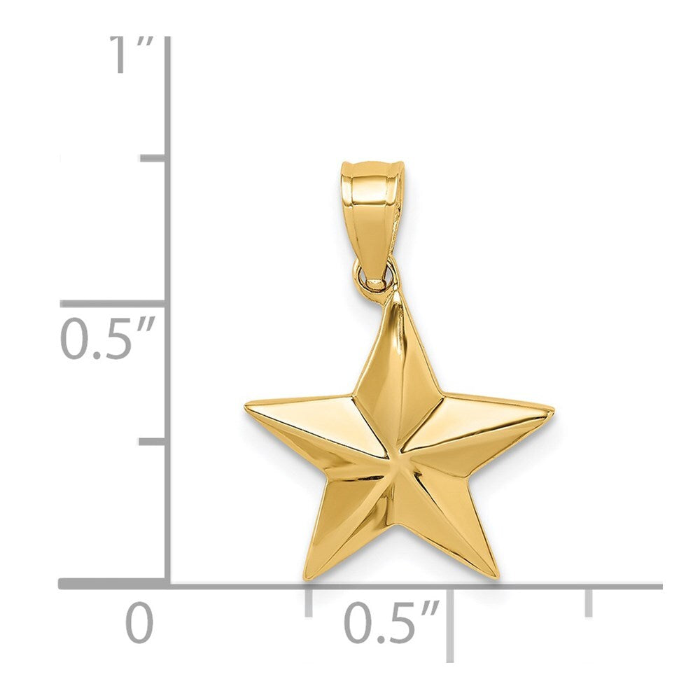 14k Yellow Gold Polished Star Pendant for Women