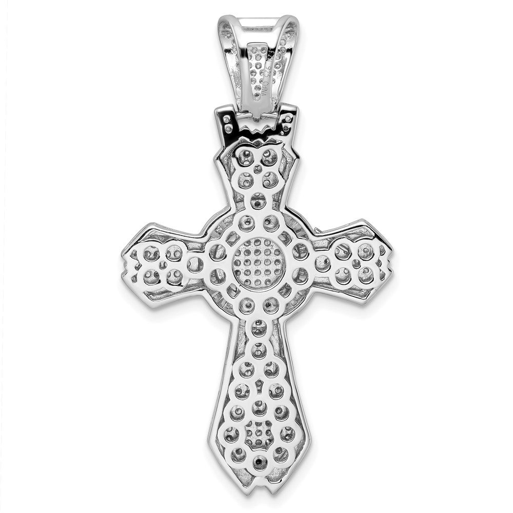 Sterling Silver Rhodium-plated Polished Cubic Zirconia Cross Pendant