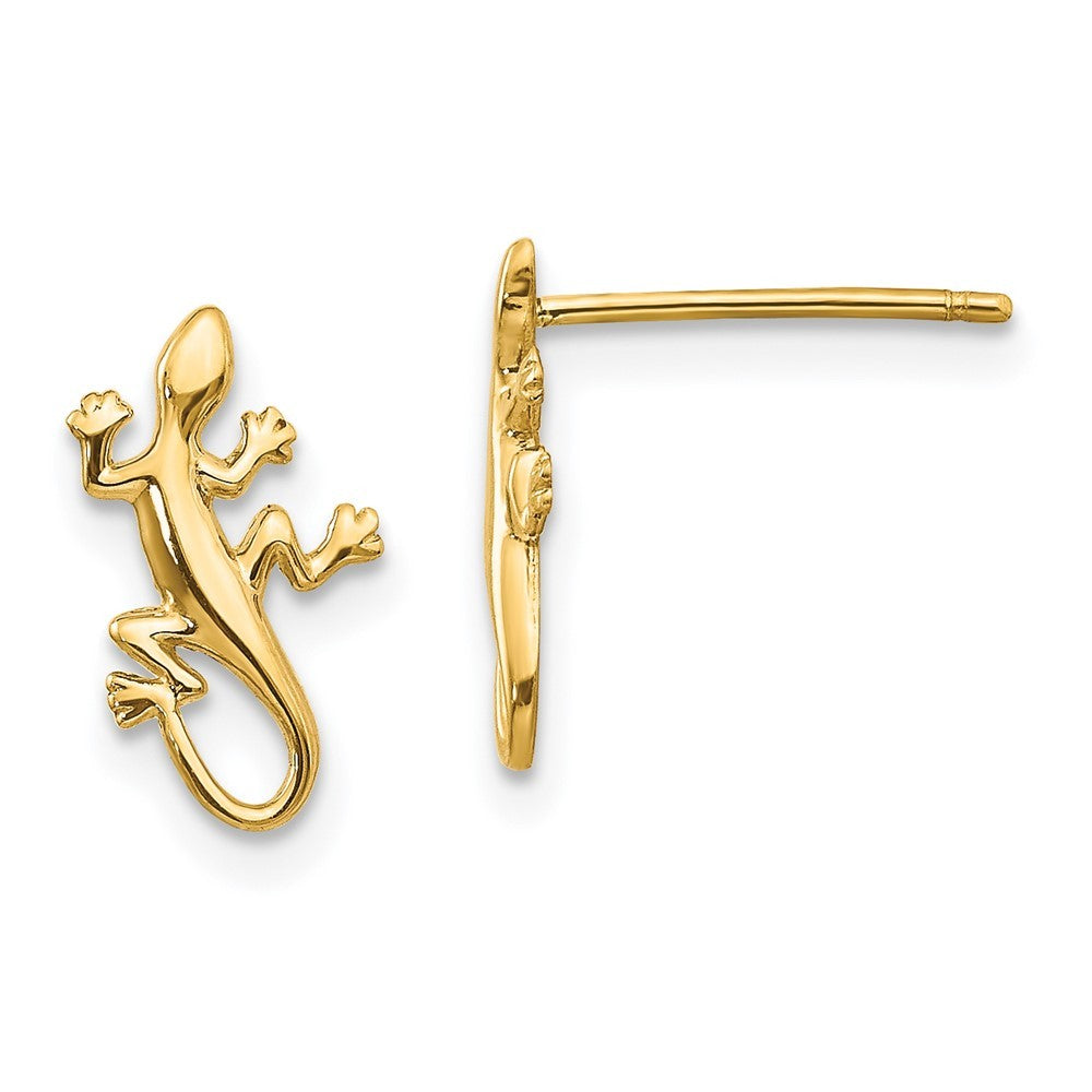 14k Yellow Gold Polished Gecko Earrings