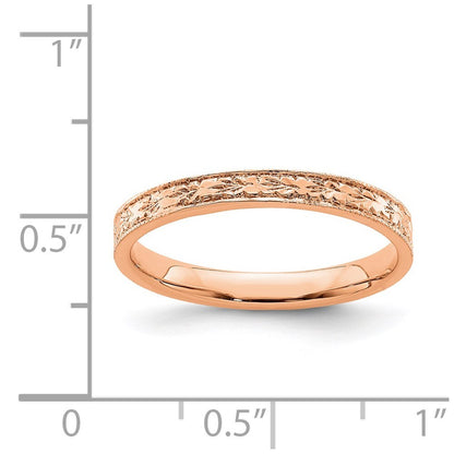 14K Rose Gold Polished Floral Band Size 7