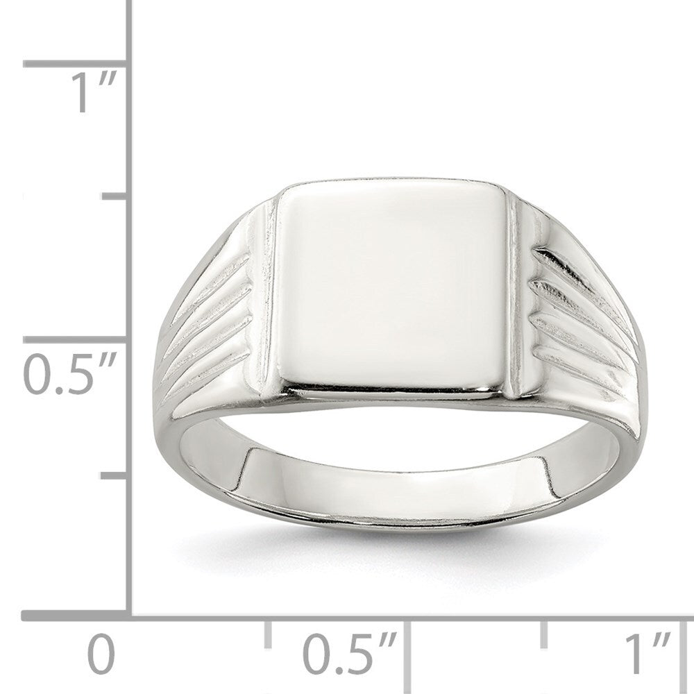 Sterling Silver 11x11mm Open Back Signet Ring Size 9