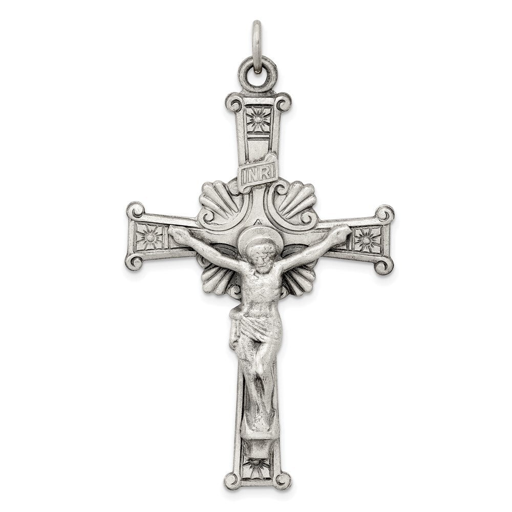 Sterling Silver Antiqued INRI Crucifix Pendant Holiday Gift for Women