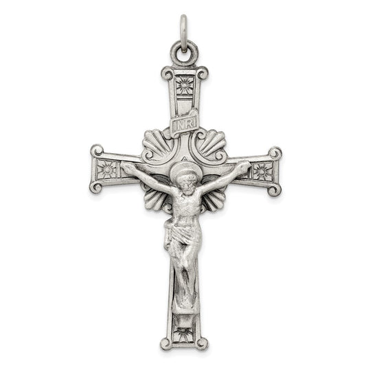Sterling Silver Antiqued INRI Crucifix Pendant Holiday Gift for Women