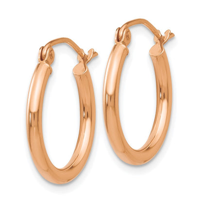 14k Yellow Gold Polished 2x17.5mm Tube Hoop Earrings Gift for Women