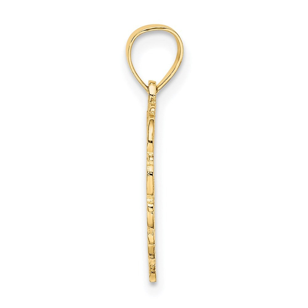 14k Yellow Gold Heart Script Letter E Initial Charm