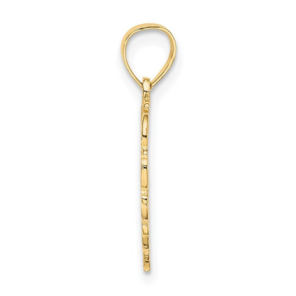 14k Yellow Gold Heart Script Letter E Initial Charm