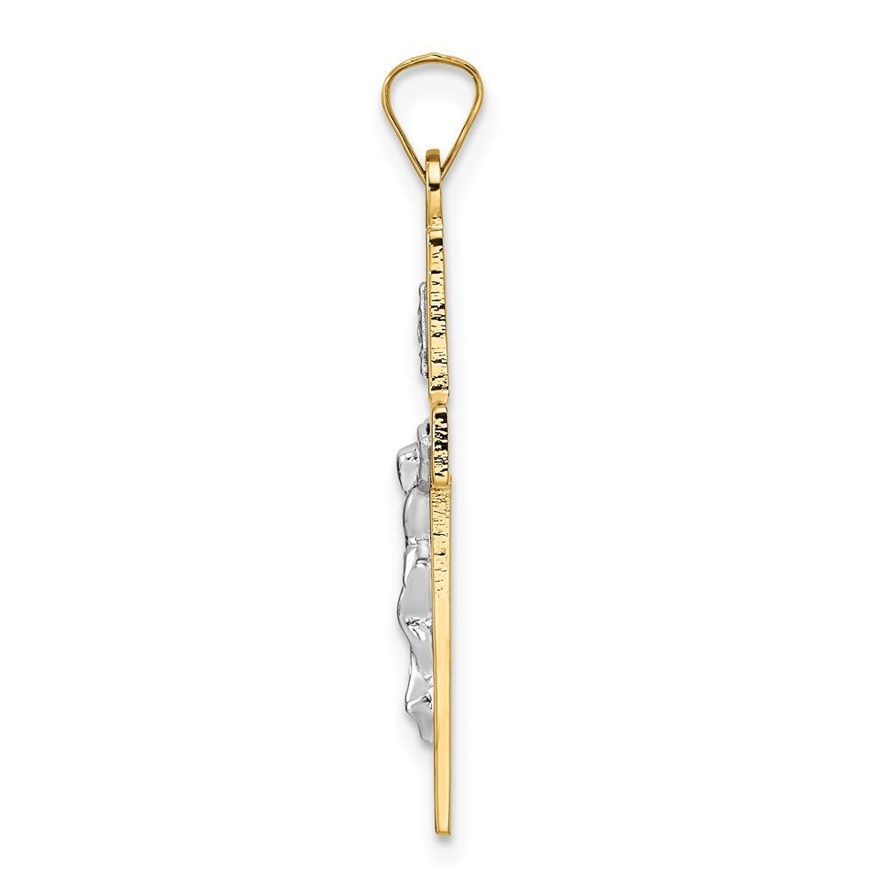 14k Two-tone Gold Polished Solid INRI Crucifix Pendant for Women