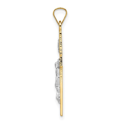 14k Two-tone Gold Polished Solid INRI Crucifix Pendant for Women