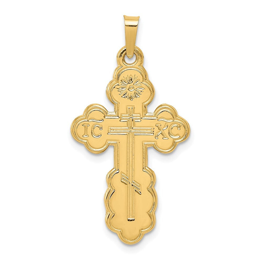 14k Yellow Gold Eastern Orthodox Cross Pendant for Women