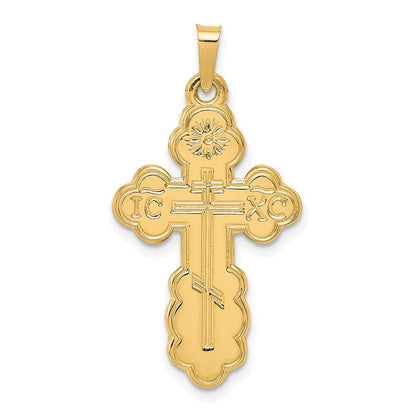 14k Yellow Gold Eastern Orthodox Cross Pendant for Women