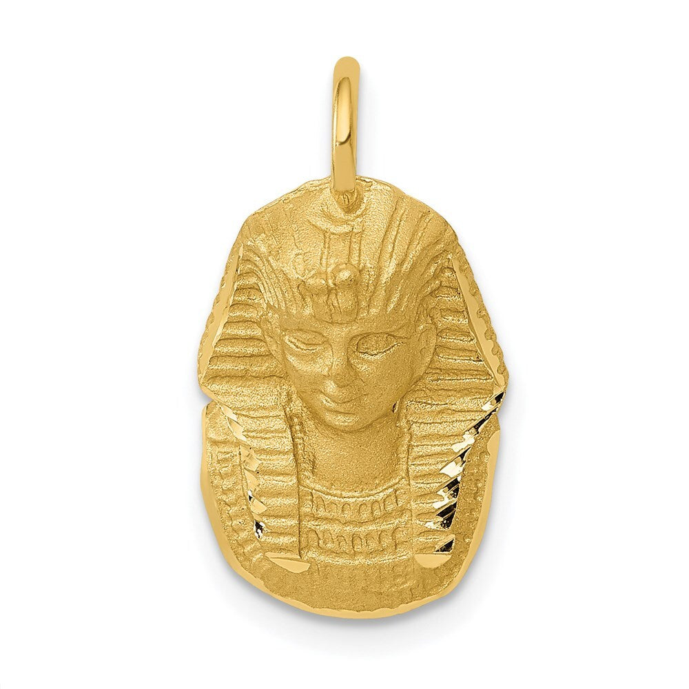 14k Yellow Gold Satin Diamond-Cut King Tut Charm Pendant for Women