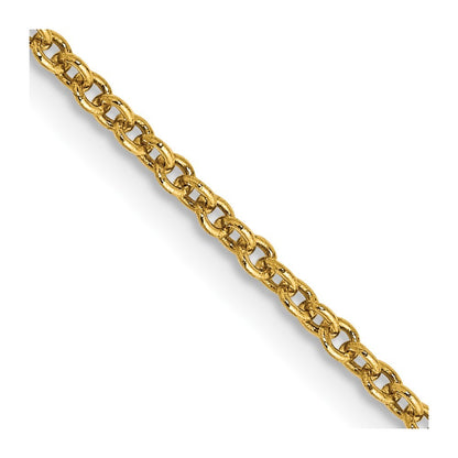 14k Yellow Gold 18 inch 1.6mm Round Open Link Cable Chain Necklace