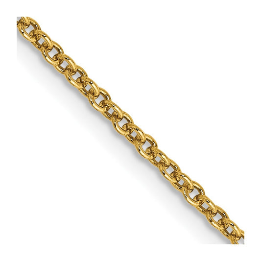 14k Yellow Gold 18 inch 1.6mm Round Open Link Cable Chain Necklace