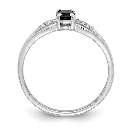 Sterling Silver Rhod-plated Diamond Created Sapphire Ring Size 8