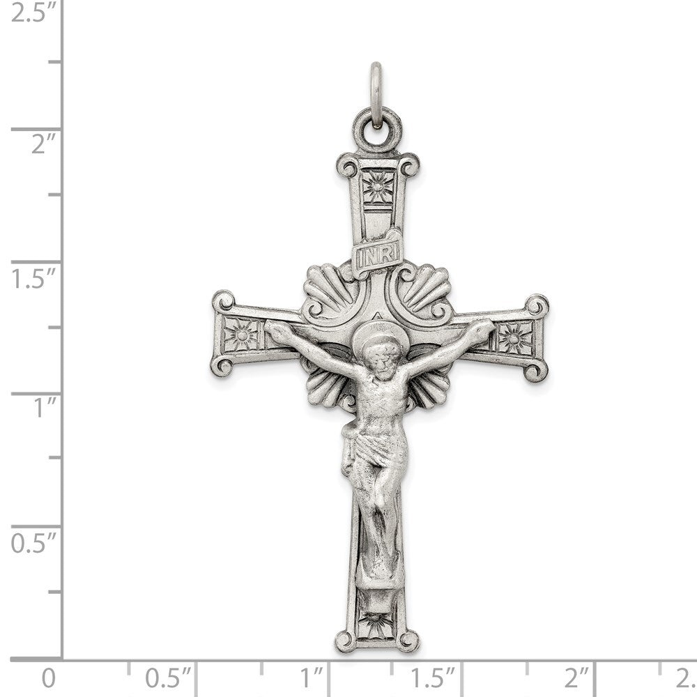 Sterling Silver Antiqued INRI Crucifix Pendant Holiday Gift for Women