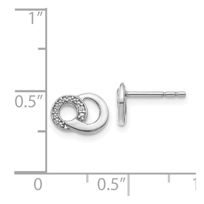 14k White Gold Diamond Circles Stud Earrings Gift for Women