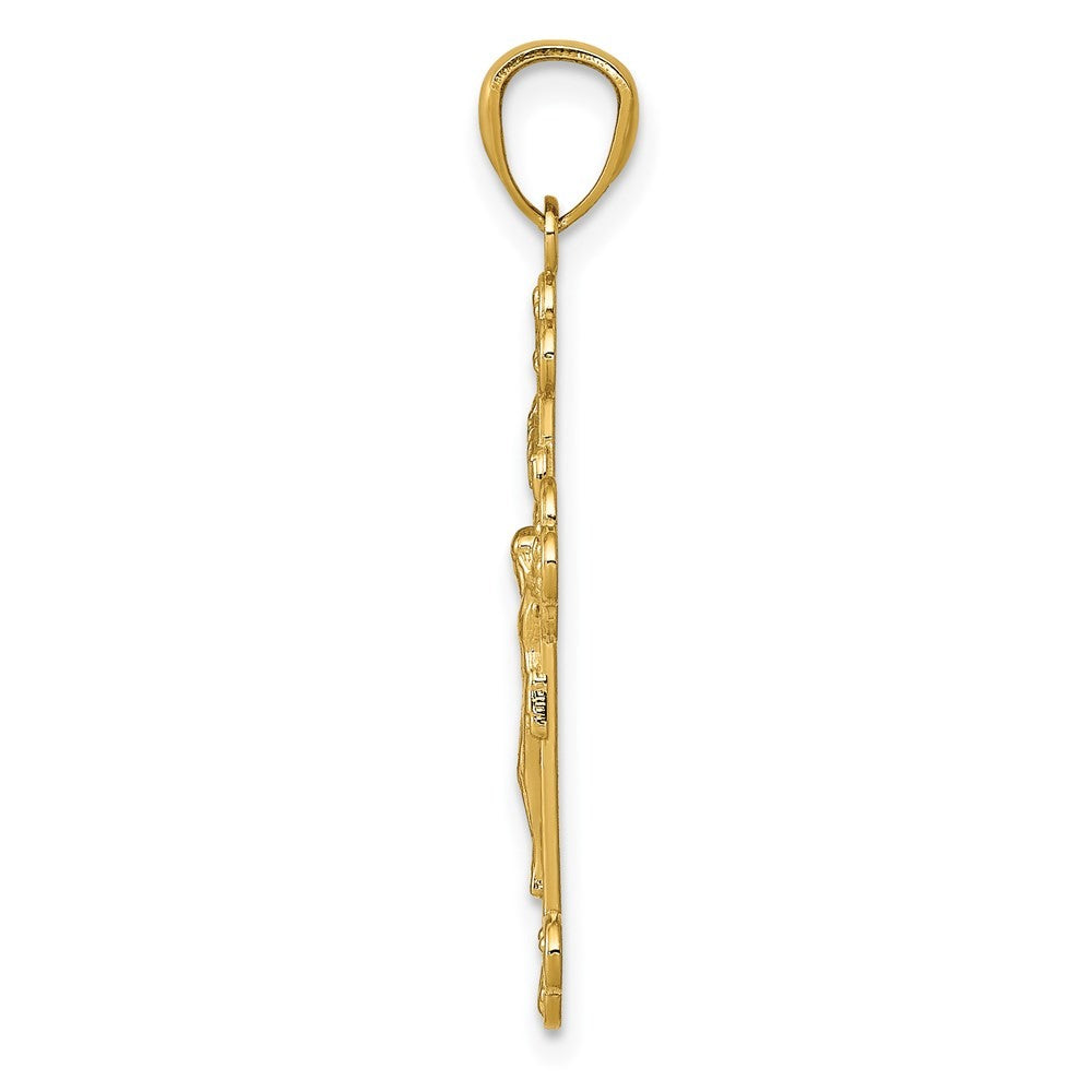 14k Yellow Gold  Polished INRI Medium Crucifix Pendant