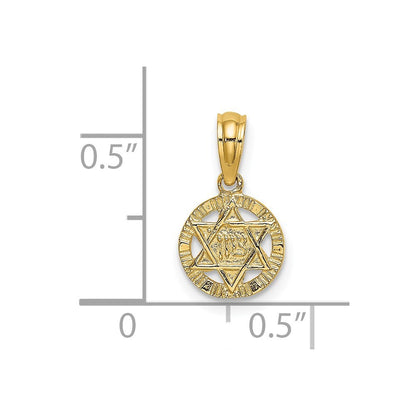 14k Yellow Gold Engraved Star Of David Charm