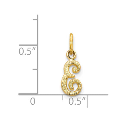 14k Yellow Gold Script Letter E Initial Charm Pendant for Women