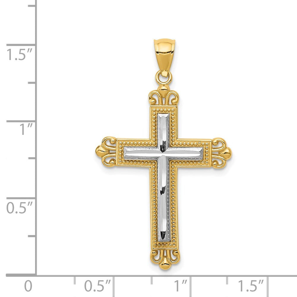 14k Two-tone Gold Cross Pendant for Women