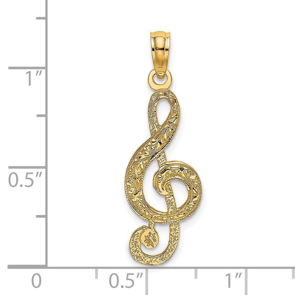 14k Yellow Gold Treble Clef Charm Pendant for Women