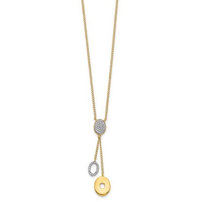 14k Yellow Gold Diamond Circles 18 inch Dangle Necklace