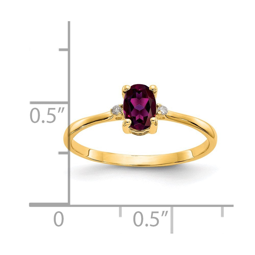14K Yellow Gold Diamond & Rhodolite Garnet Birthstone Ring