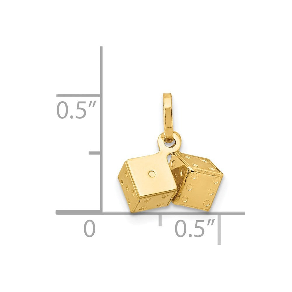 14k Yellow Gold  3D Dice Charm