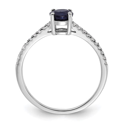 Sterling Silver Rh-plated-plated .81S Sapphire and .12WT White Topaz Ring Size 8