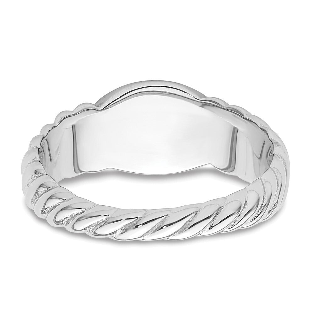 Sterling Silver Rhodium-plated Polished Twist Signet Ring Size 7