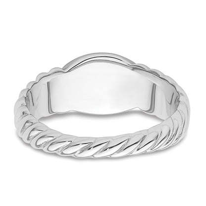 Sterling Silver Rhodium-plated Polished Twist Signet Ring Size 7