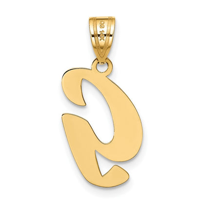 14k Yellow Gold Polished Script Letter G Initial Pendant for Women