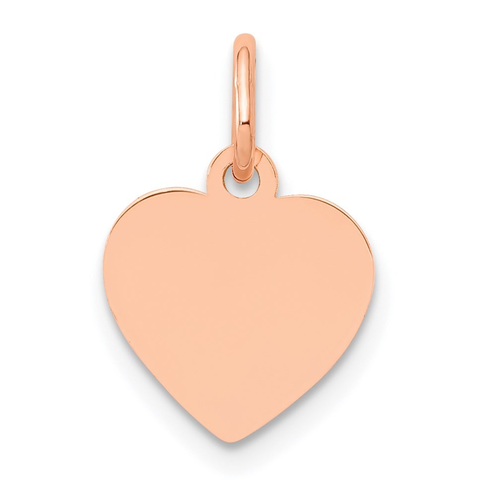 14K Rose Gold Polished Engravable 10mm Heart Disc Pendant
