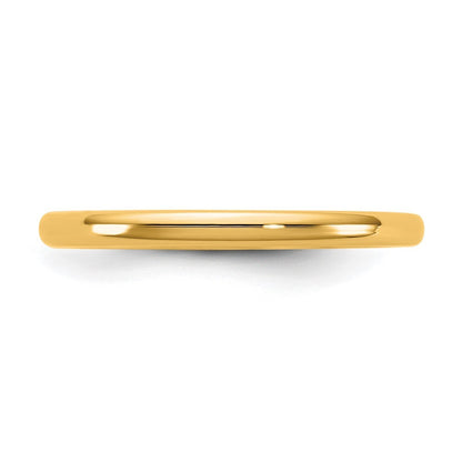 14K Yellow Gold 2mm European Comfort Fit Band Size 12