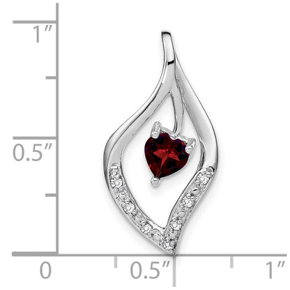 14k White Gold Garnet and Diamond Pendant for Women