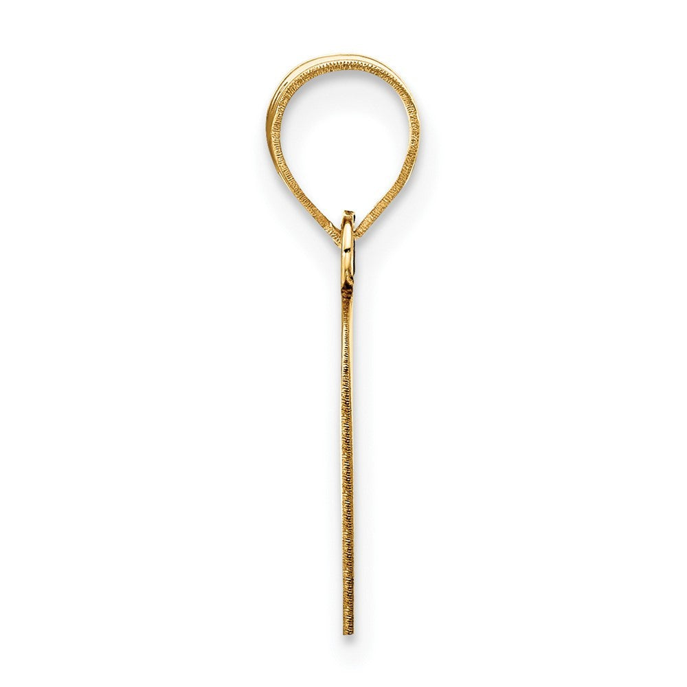14k Yellow Gold Polished Script Letter O Initial Pendant