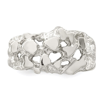 Sterling Silver Men's Nugget Ring Size 10